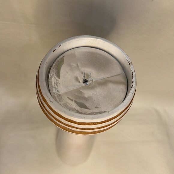 Pillar Candle Holder Handcrafted Wood White Brown 15 In Tall 3 1/2 In Round - Picture 3 of 7